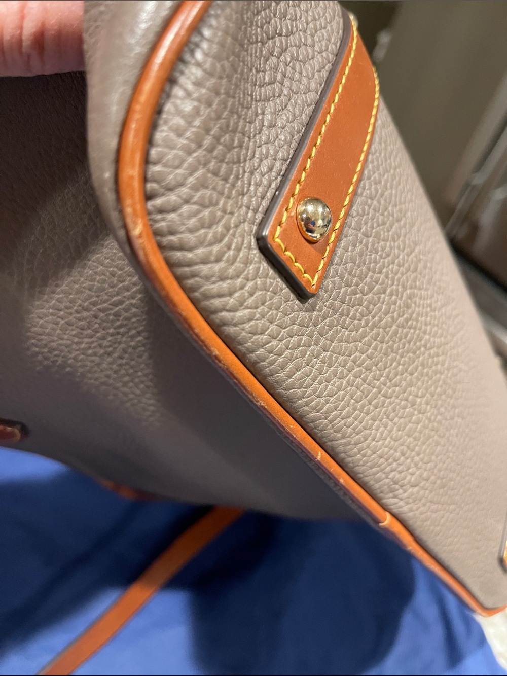 Dooney & Bourke Tall Domed Pebbled Leather Satchel in Elephant with wallet - Picture 8 of 16